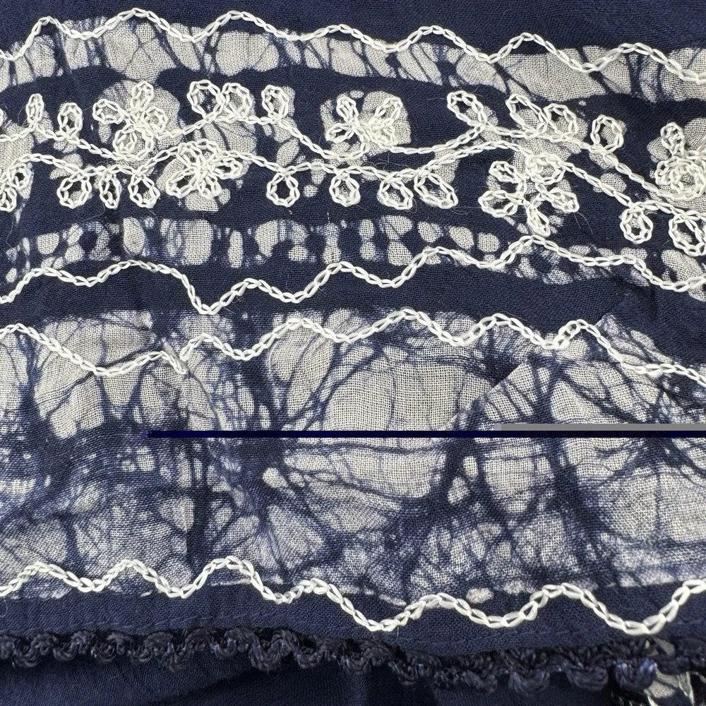 Vintage Ren Fair Peasant Dress M Embroidered Cottage Whimsical Handkerchief Hem